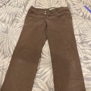 Straight Leg Low Waisted Brown Jeans